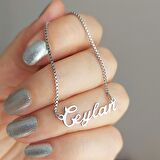 Vaoov 925 Ayar Gümüş Venezia Zincirli Choker İsim Kolye