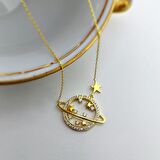 Kadın 925 Ayar Gümüş Gezegen Kolye