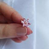 Vaoov 925 Ayar Gümüş Pembe Taşlı Lotus Çiçeği Küpe