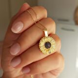 Vaoov 925 Ayar Gümüş Açılan İsimli Ay Çiçeği Kolye