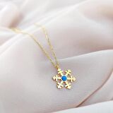 Vaoov 925 Ayar Gümüş Opal Taşlı Gold Kar Tanesi Kolye