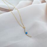 Vaoov 925 Ayar Gümüş Opal Taşlı Gold Ay Kolye