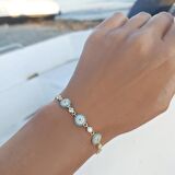 Vaoov 925 Ayar Gümüş Gold Su Yolu Nazar Bileklik