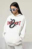 Instinct Yazılı Unisex Oversize Yılan Temalı Hoodie