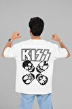 Kiss Rock Metal Müzik Grubu Baskılı Unisex Oversize Tişört