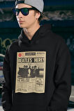 Beatles Here ! Gazete Temalı Unisex Oversize The Beatles Müzik Grubu Hoodie