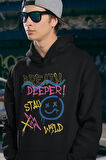 Breath Deeper Stay Wild Yazılı Unisex Oversize Grafiti Hoodie