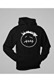 Çizgi Surat Baskılı Unisex Oversize Travis Scott Hoodie