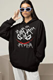 Tasarım Joker Baskılı Unisex Oversize Hoodie