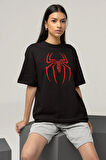 Havalı Spider-Man Logo Baskılı Unisex Oversize Tişört
