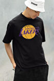 Llos Angelles Lakkers Baskılı Unisex Oversize Basketbol Takım Tişört