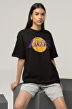 Llos Angelles Lakkers Baskılı Unisex Oversize Basketbol Takım Tişört