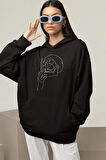 Tasarım Kuru Kafa Baskılı Unisex Oversize Hoodie