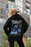 Mentality Baskılı Unisex Oversize Tasarım Hoodie