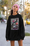 Spider Punk Baskılı Unisex Oversize Örümcek Adam Sweatshirt