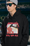 Metallica Kill 'Em All Yazılı Unisex Oversize Rock Metal Grubu Hoodie