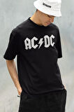 Im On The Highway To Hell AC DC Baskılı Unisex Oversize Rock Metal Tişört