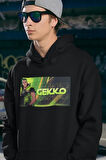 Gekko Baskılı Unisex Oversize Vallorant Hoodie
