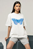 Butterfly Conversion Tasarım Baskılı Unisex Oversize Tişört