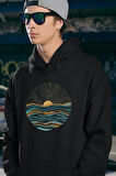 Özel Tasarım Gün Batımı Baskılı Unisex Oversize Hoodie
