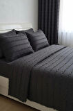Wave Koleksiyon Koyu Gri Yatak Örtüsü Seti 260x250 cm + 4 Yastık Kılıfı