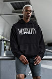 Mentality Baskılı Unisex Oversize Tasarım Hoodie