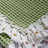 Waffle Müslin Fırfır Detaylı Çocuk & Bebek Örtü | Battaniye | Pike |90X100 %100 Pamuk Çok Amaçlı