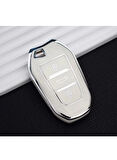 Peugeot 208 308 508 2008 3008 5008 Rifter Anahtar Koruma Kılıfı Anahtarsız Çaliştırma Beyaz/Krom