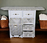 Ahşap Kirli Çamaşır Sepetli Çekmeceli Ütü Masalı Dolap