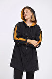 Micro Midi Siyah Kolları Hardal Yağmurluk & Rüzgarlık
