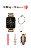 G9 Mini New Gift Box Genç Akıllı Saat Arama Yanıtlama 3 Kordon Bileklik Hediyeli Saat 3 Strap