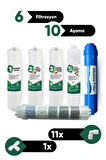 Su Arıtma 6 Filtre 10 Aşama Alkalin Filtre Takımı 6 Filtre 10 Aşama Mineral Filtre Seti Membransız