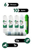 Su Arıtma 6 Filtre 10 Aşama PH Alkalin Filtre Takımı 6 Filtre 10 Aşama Mineral Filtre Set Membransız