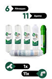 Su Arıtma 6 Filtre 11 Aşama PH Alkalin Filtre Takımı 6 Filtre 11 Aşama Mineral Filtre Set Membransız