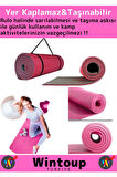 Özel Model Taşıma Askılı Çift Taraflı Kaymaz Su Geçirmez Pilates Kamp Fitness Yoga Matı Pembe 10 Mm