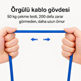  Naylon Örgülü 90 Derece 1 Metre 2.1A  Micro Hızlı Şarj Kablosu  W05