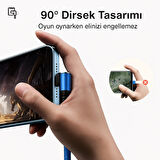  Naylon Örgülü 90 Derece 1 Metre 2.1A  Micro Hızlı Şarj Kablosu  W05