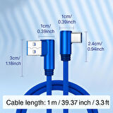  Naylon Örgülü 90 Derece 1 Metre 2.1A  Micro Hızlı Şarj Kablosu  W05