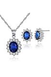 Mavi Swarovski Taşlı Takı Seti Ahşap Kutu Içerisinde
