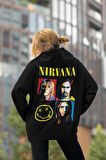 Tasarım Nirvana Baskılı Unisex Oversize Rock Metal Müzik Grubu Hoodie