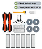 Xiaomi X20 Max X20 Pro (PLUS DEĞİL!) Uyumlu Yedek Siyah Fırça Hepa Filtre Mop Seti-18 Parça