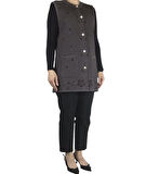 KADIN SİNLİ ÖNÜ DÜĞMELİ CEPLİ İNCE DELİKLİ YELEK