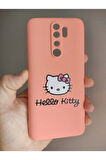 Xiaomi Redmi Note 8 Pro Uyumlu Renkli Hello Kitty Tasarım Telefon Boyun Askılı Set Kılıf