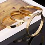 Düz Kartier Model Bileklik Gold Renk Kelepçe