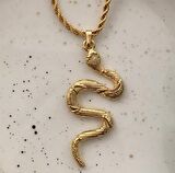Yılan Figürlü Gold Kolye