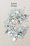 Oya Abiye Bileklik Kolye Pleksi Metalik Plastik Pul Gümüş Renk 8 gram 70 adet - BNC510