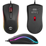 SM-M9 1000 DPI USB RGB RAİNBOW LEDLİ SİYAH 3D OPTİK LED MOUSE