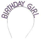 Mor Renk Kristal Taşlı Parlak Birthday Girl Yazılı 16x17 cm
