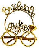 Bride To Be Yazılı ve Bride To Be Yazılı Gözlük Seti Altın Renk