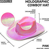 Neon Hologramlı Kovboy Model Parti Şapkası Pembe Yetişkin 39X36X14 cm